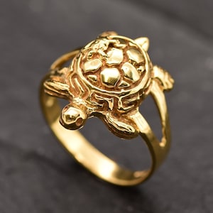 Turtle Ring, Large Turtle Ring, Turtle Lover Ring, Gold Turtle Ring, Vintage Turtle Ring, Cute Turtle Ring, Artistic Ring, Silver by Adina