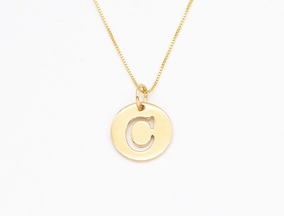文字Cのゴールドペンダント、イニシャルCのネックレス、ラウンドレター 