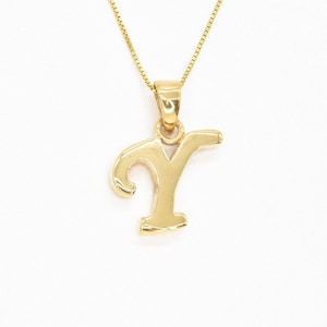Colgante con la letra Y en oro, colgante con la letra Y mayúscula, collar con la inicial Y, letra del alfabeto, oro vermeil de 18 quilates, collar con la letra, inicial minimalista