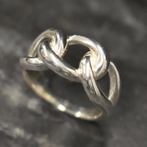 Silver Chain Ring, Knotted Ring, Statement Ring, Sterling Silver Ring, Twisted Silver Ring, Intertwined Ring, Wide Silver Ring, Chained Band