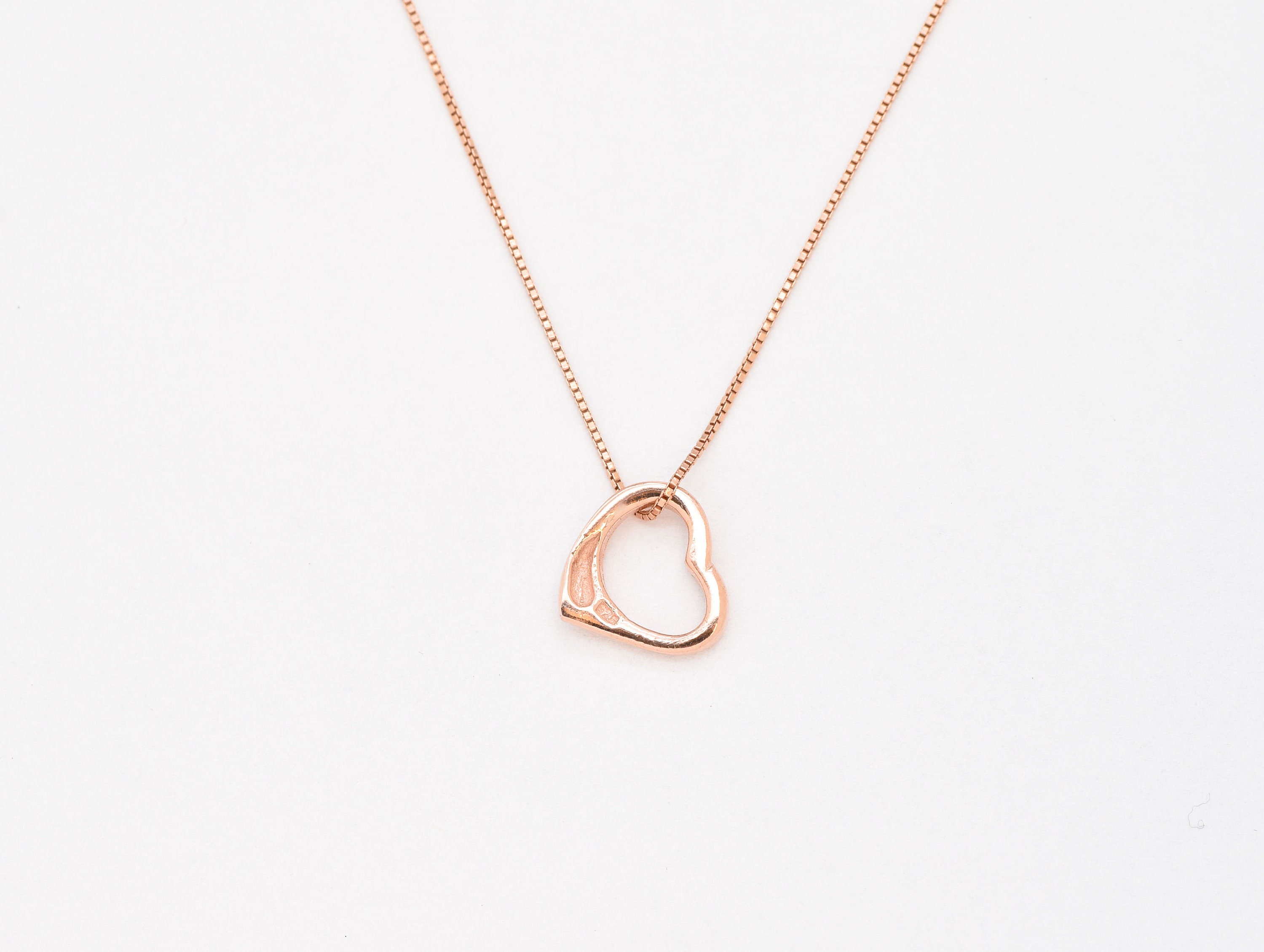 Minimalist Heart Pendant, Rose Gold Necklace, Heart Cutout