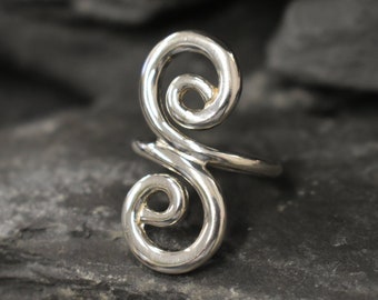 Silver Swirl Ring, Swirl Ring, Solid Silver Ring, Statement Ring, Artistic Ring, Spiral Ring, Unique Ring, Silver Spiral Ring, Silver Ring
