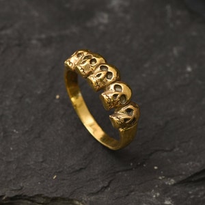 Gold Skull Ring, Skulls Ring, Gold Vintage Ring, Gold Skeleton Ring, Antique Ring, Handmade Ring, Artisan Ring, Original Ring, Gothic Ring image 3