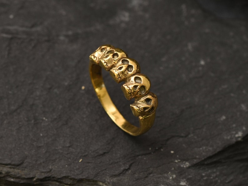 Gold Skull Ring, Skulls Ring, Gold Vintage Ring, Gold Skeleton Ring, Antique Ring, Handmade Ring, Artisan Ring, Original Ring, Gothic Ring image 3