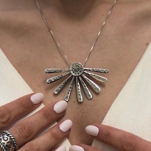 Silver Sun Pendant, Tribal Pendant, Statement Pendant, Symbolic Pendant, Ancient Pendant, Silver Artistic Pendant, Solid Silver Pendant