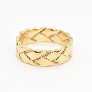 Gold Braided Band, Vintage Band, Chain Ring, Unisex Band, Celtic Band,  Braided Ring, Wedding Band, Solid Silver Ring, Twisted Band