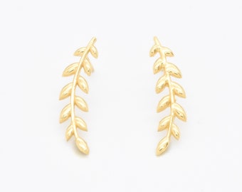 Pendientes de hojas de oro, pendientes largos, pendientes de hoja de olivo, pendientes largos de oro, pendientes minimalistas, oro vermeil, plata de Adina