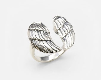 Anillo Alas de Plata, Anillo de Plata Hecho a Mano, Anillo de Plata Macizo, Anillo Delicado, Anillo de Plata Grueso, Anillo Alas de Ángel, Anillo Unisex, Anillo de Plata