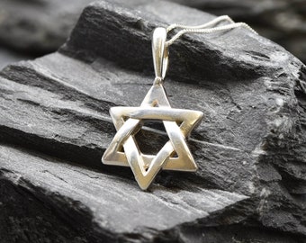 Star of David Pendant, Star Pendant, David Necklace, Symbol Necklace, Shield of David Pendant, Solid Silver Pendant, Silver Hexagram, Star