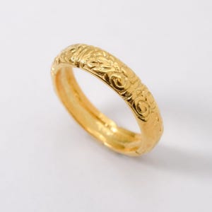 Gold Tribal Ring, Tribal Ring, Bohemian Ring, Gold Boho Ring, Gold Stacking Ring, Stackable Band, Minimal Ring, Thick Band, 18K Vermeil Ring image 1