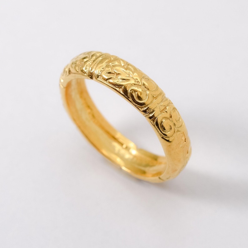 Gold Tribal Ring, Tribal Ring, Bohemian Ring, Gold Boho Ring, Gold Stacking Ring, Stackable Band, Minimal Ring, Thick Band, 18K Vermeil Ring image 1