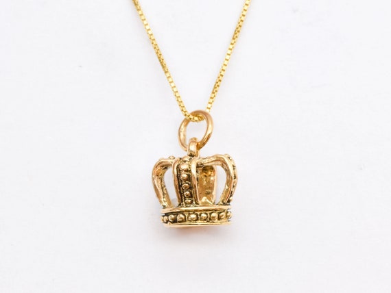 ミュージシャン CROWN NECKLACE GOLD Gold Plated KING Crown Pendant 6mm 24