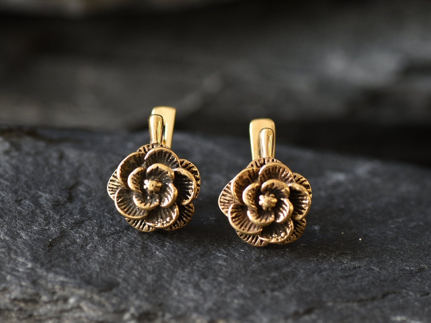 Gold Plated Statement Flower Earrings | Karen Millen