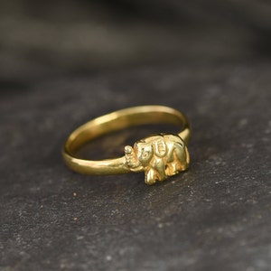 Gold Elefant Ring Elefant Band Vergoldeter Ring Dickes Etsy