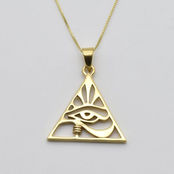 Pendentif Oeil D'Horus En Or 18 Carats - Taille Moyenne - Travail Artisanal - Neuf Avec écrin