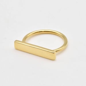Gold Bar Ring, Rectangle Signet Band, Boho Ring, Plain Bar Ring, Stacking Ring, Simple Stackable Band, Thin Bar Ring, 18k Gold Vermeil