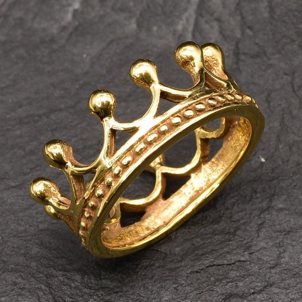 Gold Crown Ring, Gold Tiara Ring, Gold Princess Ring, Queen Ring, King Ring, Handmade Crown Ring, Crown Ring, Tiara Ring, Gold Vermeil Ring