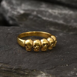 Gold Skull Ring, Skulls Ring, Gold Vintage Ring, Gold Skeleton Ring, Antique Ring, Handmade Ring, Artisan Ring, Original Ring, Gothic Ring image 7