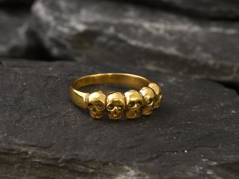 Gold Skull Ring, Skulls Ring, Gold Vintage Ring, Gold Skeleton Ring, Antique Ring, Handmade Ring, Artisan Ring, Original Ring, Gothic Ring image 7