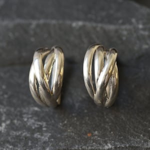 Large Hoop Earrings, Twisted Hoops, Solid Silver Earrings, Intertwined Earrings, Heavy Earrings, Statement Earrings, 925 Sterling Silver