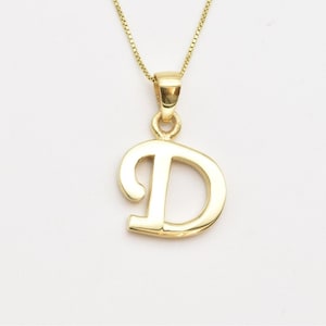 Colgante de oro con la letra D, colgante con D mayúscula, collar con la inicial D, letra del alfabeto, oro vermeil de 18 quilates, collar con la letra, inicial minimalista