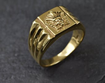 Gold Signet Ring, Egyptian Signet Ring, Gold Symbolic Ring, Pharaoh Ring, Ancient Gold Ring, Large Signet Ring, Silver by Adina