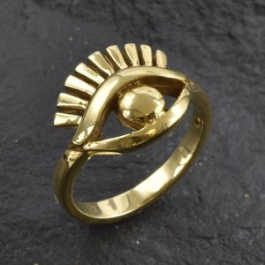 Gold Eye Ring, Gold Egyptian Ring, Gold Protection Ring, Gold Chunky Ring, Evil Eye Ring, Eye of Horus, Eye Ring, Gold Plated Ring, 18k Gold