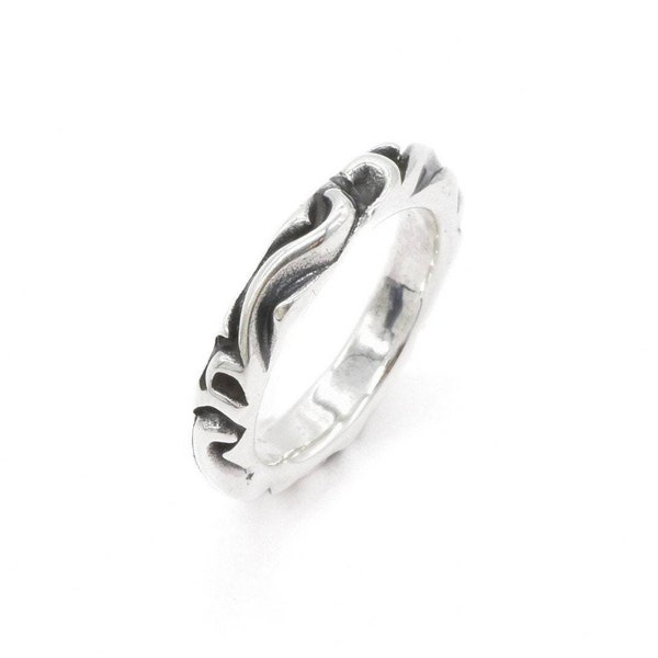 Bague vague en argent, bague tribale en argent, bague vague éternelle, bague en argent parchemin, cadeau pour elle, cadeau pour lui, argent sterling 925, bague en argent