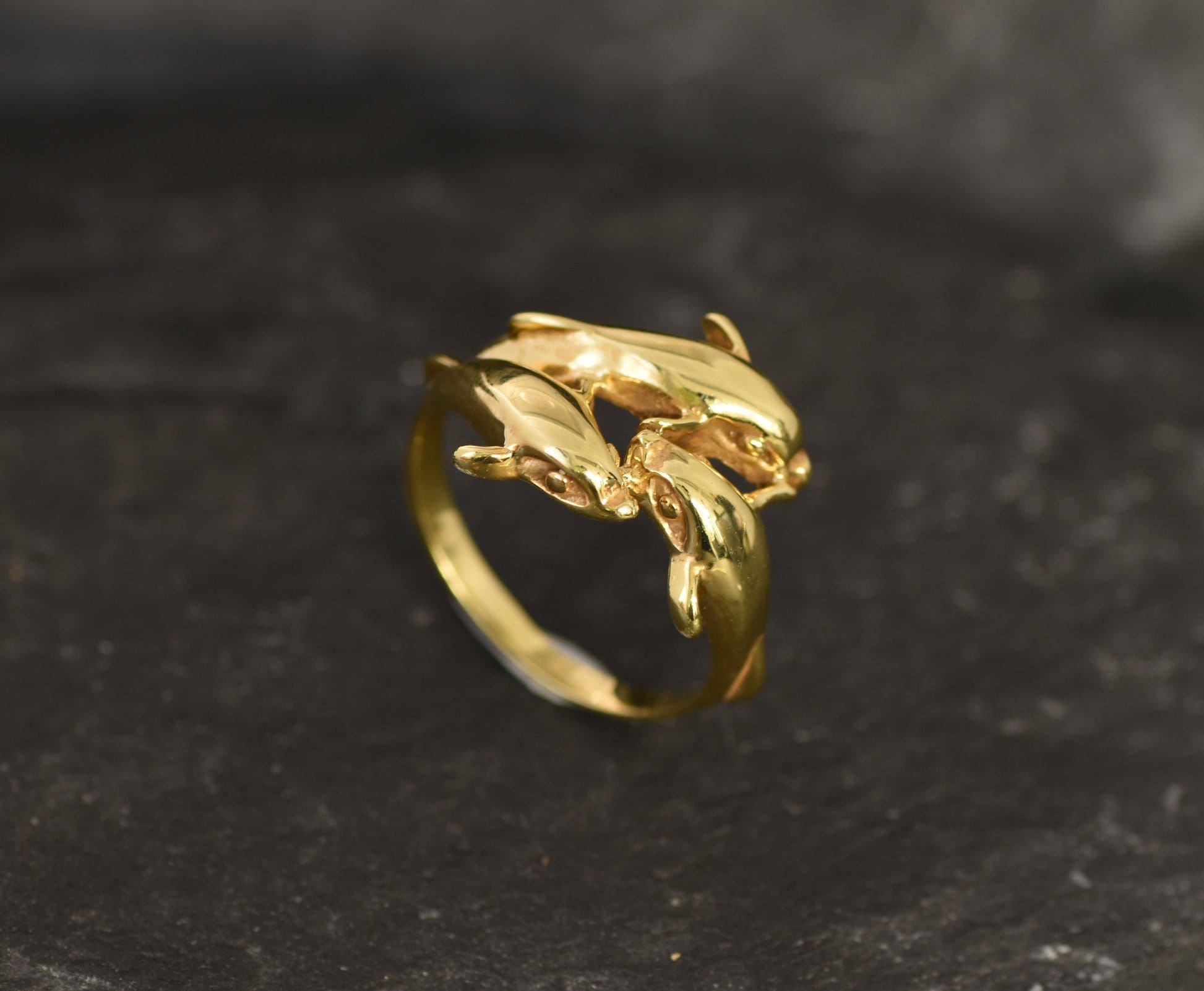 Gold Fill Stacking Ring, Dolphin Ring, Gold With Brass Dolphin - Etsy
