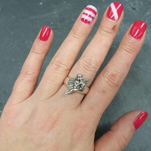 Angel Ring, Silver Angel Ring, Cupid Ring, Saint Ring, Statement Ring, Vintage Ring, Religious Ring, Sterling Silver Ring, Solid Silver Ring image 2