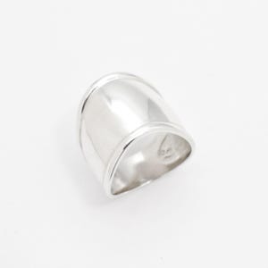 Silver Cuff Ring, Wide Silver Band, Shield Ring, Long Ring, Statement Band, Mirror Ring, Sterling Silver Ring, 925 Silver Band, Warrior Ring
