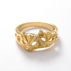 Gold Cat Ring, Cat Face Ring, Two Cats Ring, Cat Band, Kitty Ring, Cat Mask Ring, Kitten Ring, Animal Ring, Gold Plated Ring, Gold Vermeil