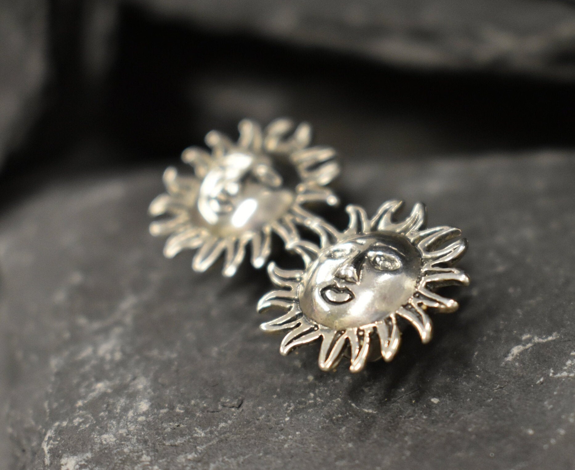 Silver sun hotsell stud earrings