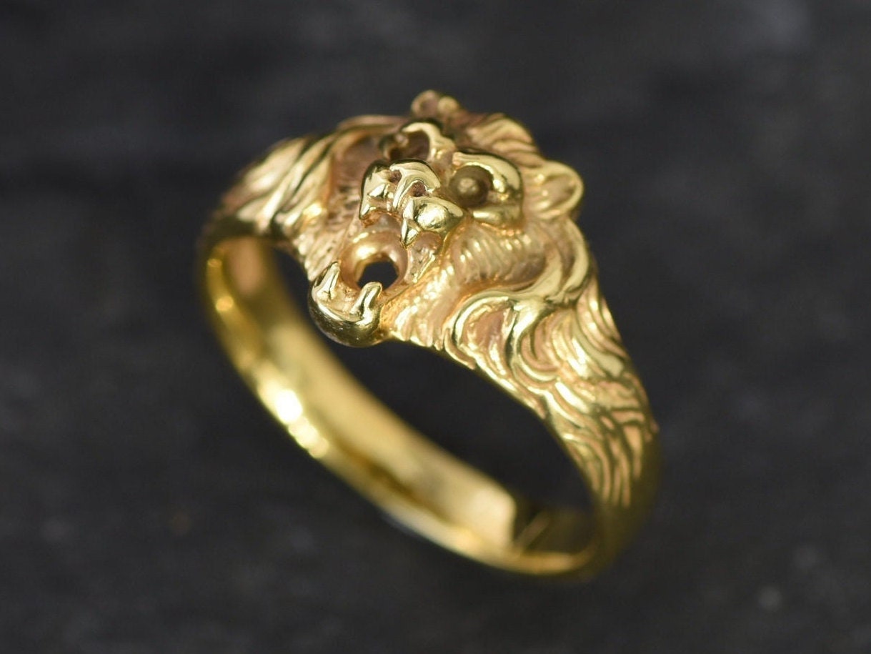 Gold Lion Ring Gold Ring With Lion Face PlayHardLookDope, 48% OFF