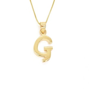Colgante de oro con la letra G, colgante con G mayúscula, collar con la inicial G, letra del alfabeto, collar con letra, inicial minimalista, oro vermeil de 18 quilates