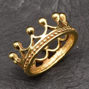 Gold Crown Ring, Gold Tiara Ring, Gold Princess Ring, Queen Ring, King Ring, Handmade Crown Ring, Crown Ring, Tiara Ring, Gold Vermeil Ring