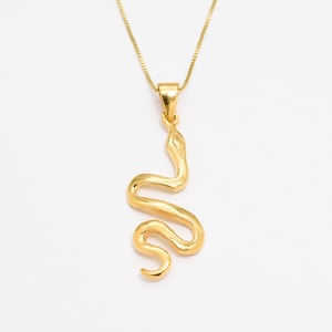 Gold Snake Pendant, Gold Serpent Necklace, Animal Pendant, Long Snake Necklace, Long Statement Pendant, Serpent Necklace, Animal Jewelry