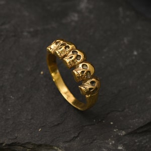 Gold Skull Ring, Skulls Ring, Gold Vintage Ring, Gold Skeleton Ring, Antique Ring, Handmade Ring, Artisan Ring, Original Ring, Gothic Ring image 10