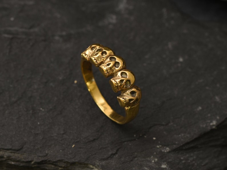 Gold Skull Ring, Skulls Ring, Gold Vintage Ring, Gold Skeleton Ring, Antique Ring, Handmade Ring, Artisan Ring, Original Ring, Gothic Ring image 10