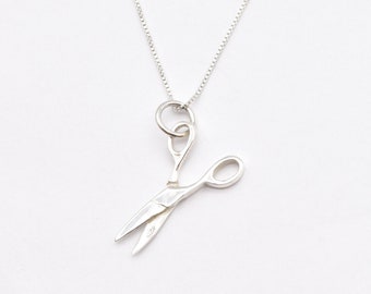 Mini Scissors Pendant, Dainty Cutter Necklace, Cutting Tool Pendant, Realistic Scissor Necklace, Unique Silver Pendant, Silver by Adina