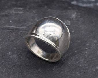 Silver Dome Ring, Wide Silver Ring, Bohemian Ring, Statement Band, Chunky Ring, Dome Band, Big Dome Ring, Solid Silver Ring, Sterling Silver