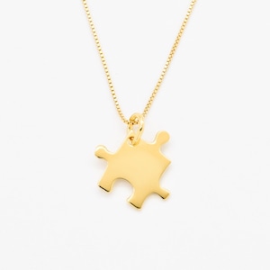 Gold Puzzle Piece Necklace, Puzzle Piece Pendant, Gold Friendship Necklace, Jigsaw Puzzle Necklace, Gift For Her, Silver By Adina