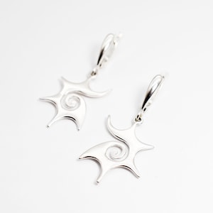 Silver Swirl Earrings, Silver Spiral Earrings, Sterling Silver Swirl Earrings, Large Statement Earrings, Sun Earrings, Silver by Adina