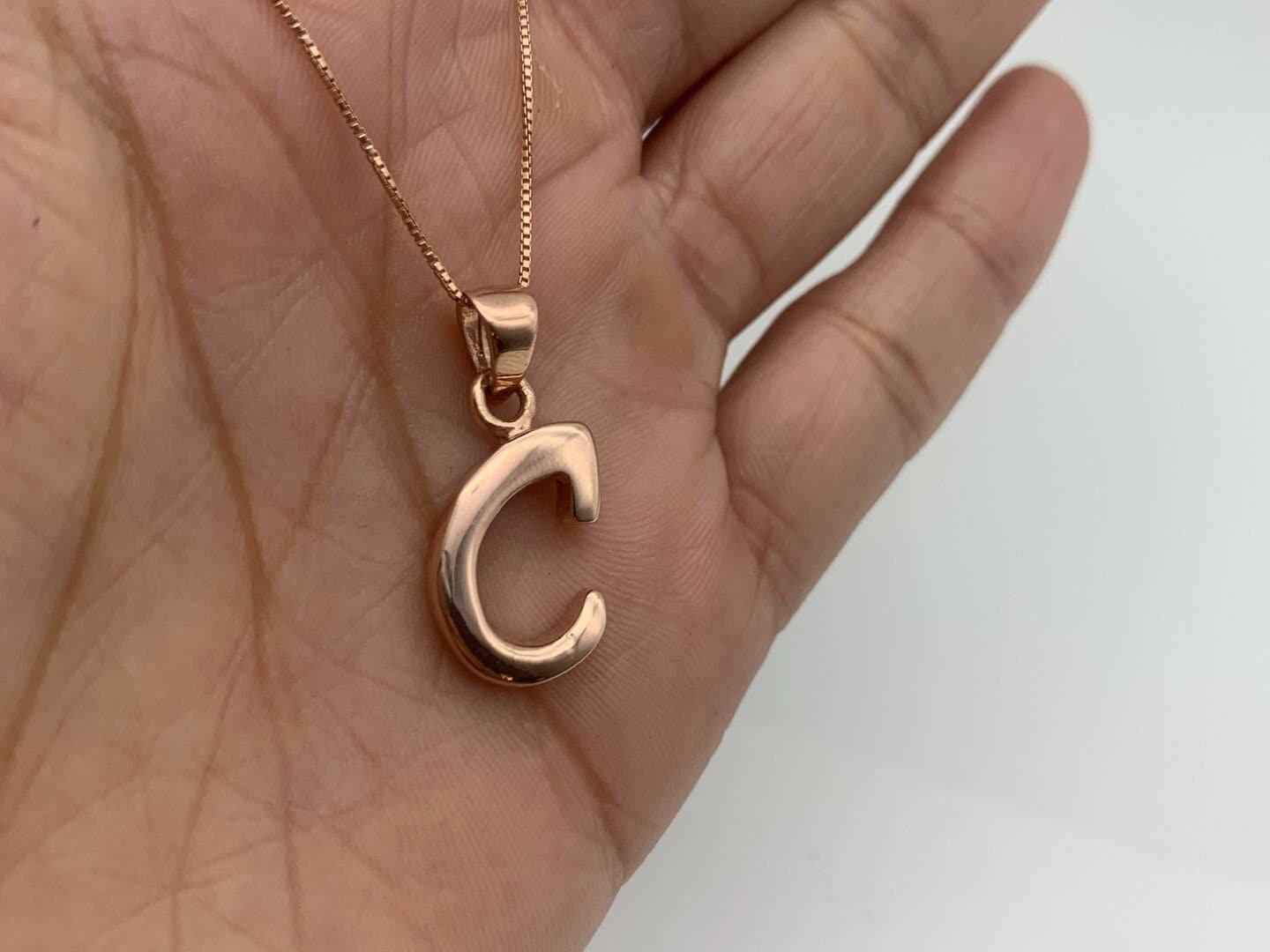 Letter c necklace rose gold deals