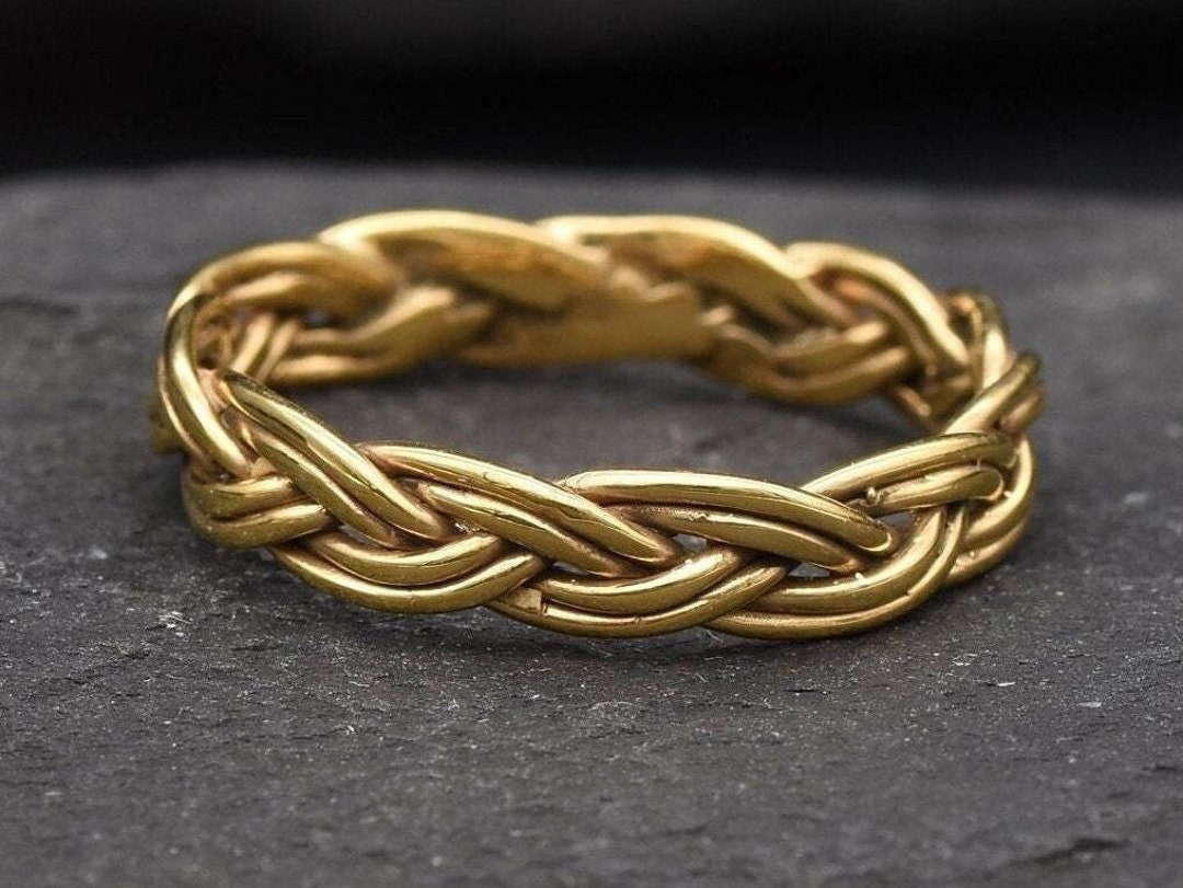 Gold Braided Ring, Stacking Ring, Gold Vermeil Ring, Plait Ring, Braid ...