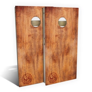 Burnt Wood Cornhole Boards, Complete Outdoor Game Set with 2 Boards, 8 Bags & Optional Accessories, The Perfect Gift