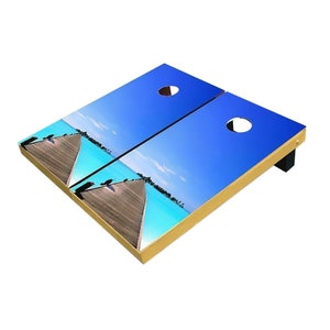 Beach Dock Cornhole Boards, Complete Outdoor Game Set with 2 Boards, 8 Bags & Optional Accessories, The Perfect Gift
