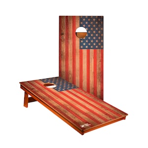 Rustic American Flag Cornhole Boards (2 Sizes, Optional Bags & Carry Case)