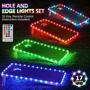 If you really want to get the party started at night, you can upgrade to our cornhole board edge lights that illuminate the edges of your Drinking corn hole set.