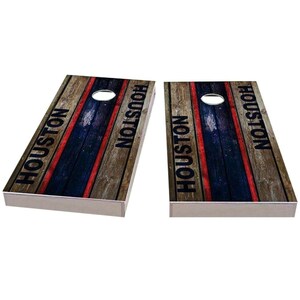 Houston Football Cornhole Boards, Complete Outdoor Game Set with 2 Boards, 8 Bags & Accessories